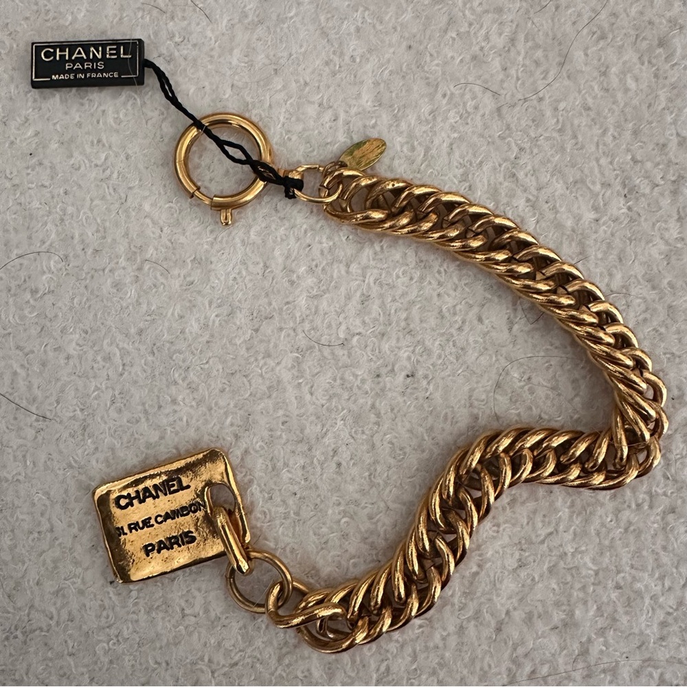 Chanel 24k gold plated chain link charm bracelet